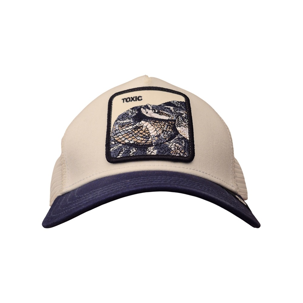 Goorin Bros Toxic Snake Animal Farm Trucker Hat Cream Navy Blue Snapback Cap